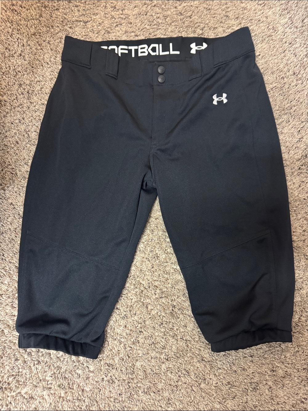 Under Armour Kids Black Softball Shorts with White Logo